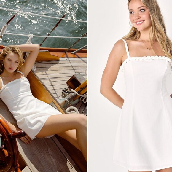Lulus Dresses & Skirts - Lulus Sweet Mentality Ivory Linen Braided Straps Summer Mini Dress Size M - NWT